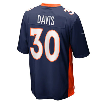 D.Broncos #30 Terrell Davis Navy Retired Player Jersey Stitched American Football Jerseys - Main View