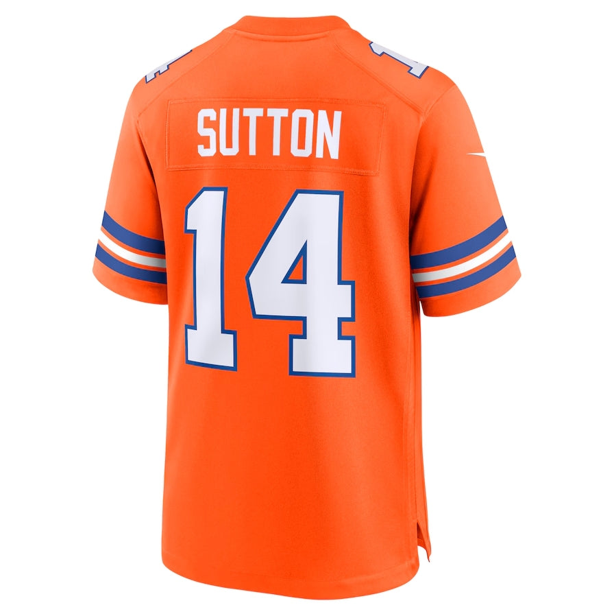 D.Broncos #14 Courtland Sutton Orange Mile High Collection 1977 Throwback Player Game Football Jerseys - Main View