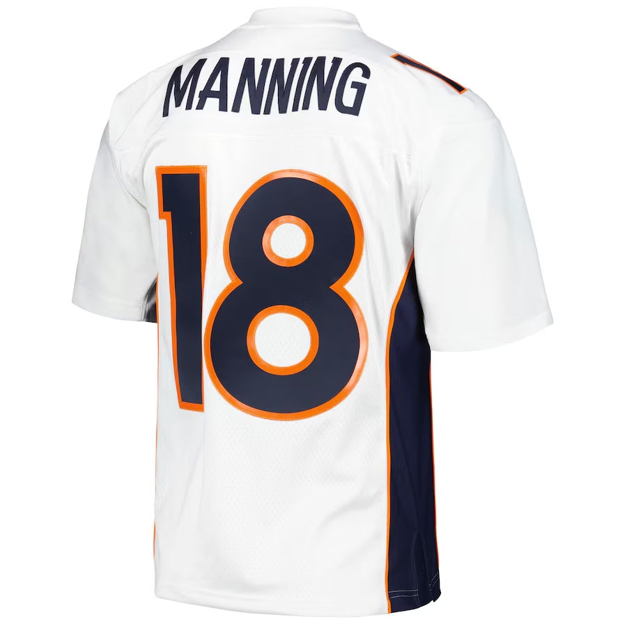 D.Broncos #18 Peyton Manning Mitchell & Ness Legacy Replica Jersey - White American Football Jerseys - Main View