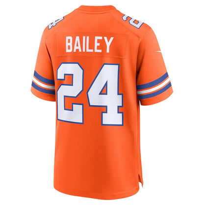 D.Broncos #24 Champ Bailey Orange Mile High Collection 1977 Throwback Retired Player Game Football Jerseys - Main View