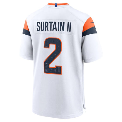 D.Broncos #2 Patrick Surtain II Game Jersey - White American Football Jerseys - Main View