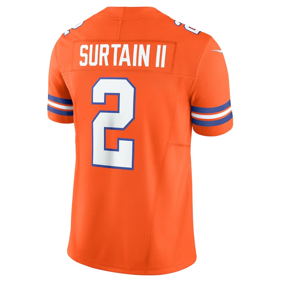 D.Broncos #2 Patrick Surtain II Orange Alternate Mile High Collection 1977 Throwback Vapor F.U.S.E. Limited Football Jerseys - Main View