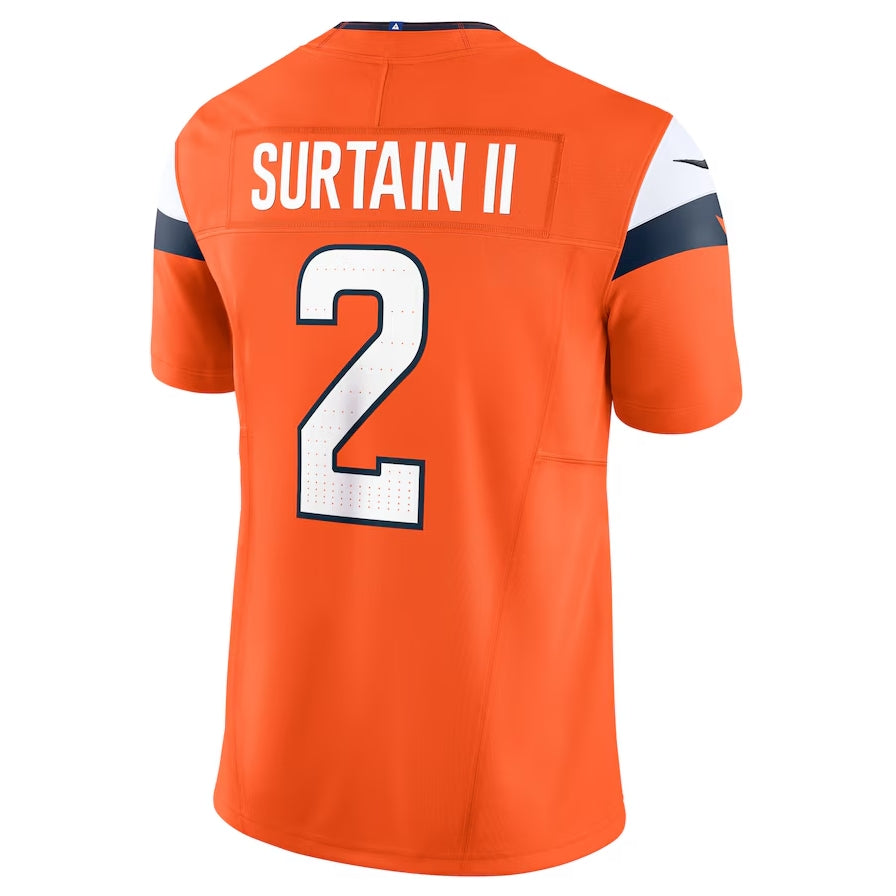 D.Broncos #2 Patrick Surtain II Vapor F.U.S.E. Limited Jersey - Orange American Football Jerseys - Main View