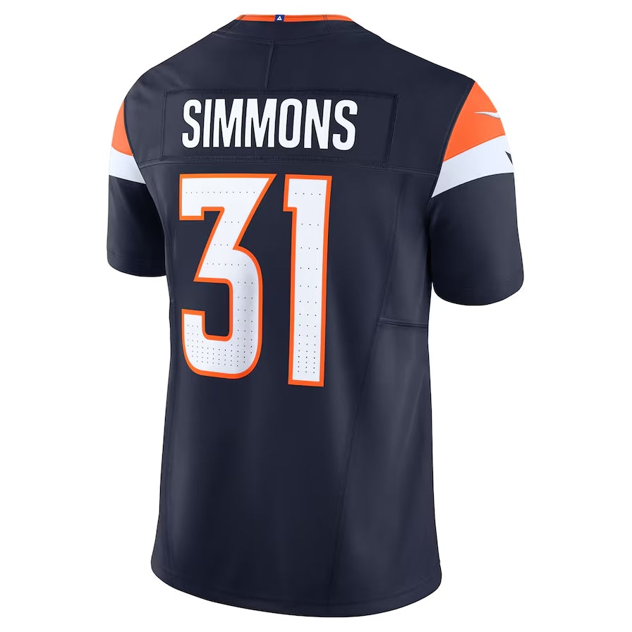D.Broncos #31 Justin Simmons Vapor F.U.S.E. Limited Jersey - Navy American Football Jersey - Main View