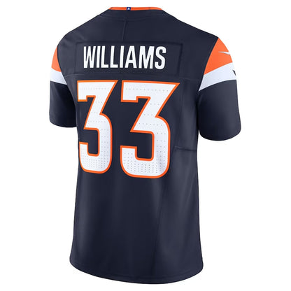 D.Broncos #33 Javonte Williams Alternate Vapor F.U.S.E. Limited Jersey - Navy American Football Jerseys - Main View