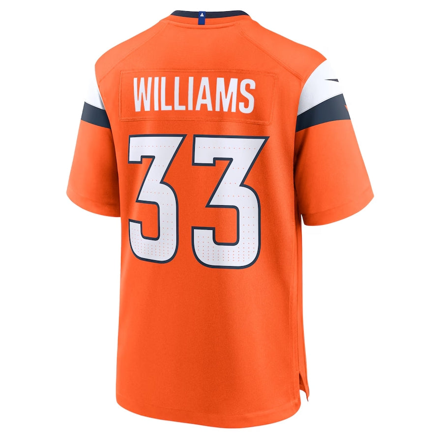 D.Broncos #33 Javonte Williams Game Jersey - Orange American Football Jerseys - Main View