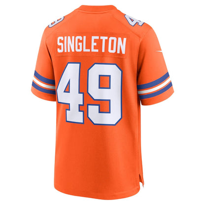 D.Broncos #49 Alex Singleton Orange Mile High Collection 1977 Throwback Player Game Football Jerseys - Main View