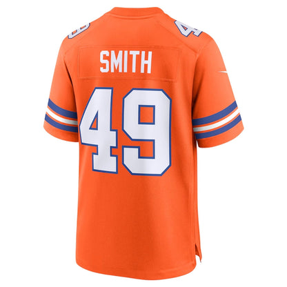 D.Broncos #49 Dennis Smith Orange Mile High Collection 1977 Throwback Retired Player Game Jersey Football Jerseys - Main View