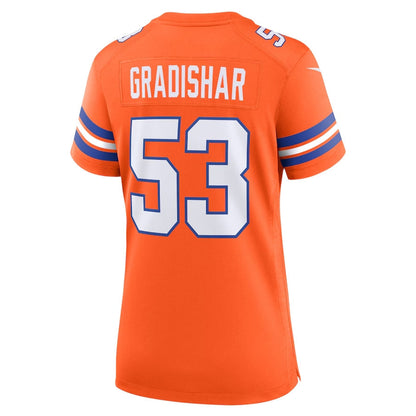 D.Broncos #53 Randy Gradishar Orange Mile High Collection 1977 Throwback Retired Player Game Football Jerseys - Main View