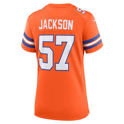 D.Broncos #57 Tom Jackson Orange Mile High Collection 1977 Throwback Retired Player Game Football Jerseys - Main View