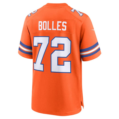 D.Broncos #72 Garrett Bolles Orange Mile High Collection 1977 Throwback Player Game Football Jerseys - Main View