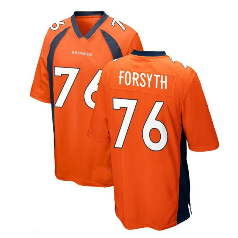 D.Broncos #76 Alex Forsyth Alternate Game Jersey - Orange Stitched American Football Jerseys - Main View