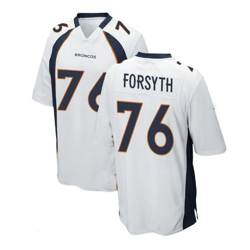 D.Broncos #76 Alex Forsyth Alternate Game Jersey - White Stitched American Football Jerseys - Main View