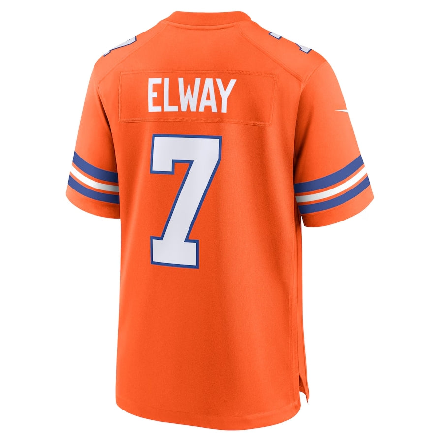 D.Broncos #7 John Elway Orange Mile High Collection 1977 Throwback Retired Player Game Football Jerseys - Main View