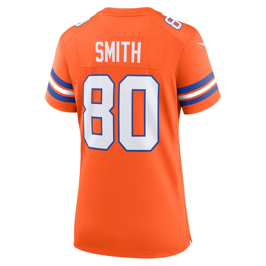 D.Broncos #80 Rod Smith Orange Mile High Collection 1977 Throwback Retired Player Game Football Jerseys - Main View