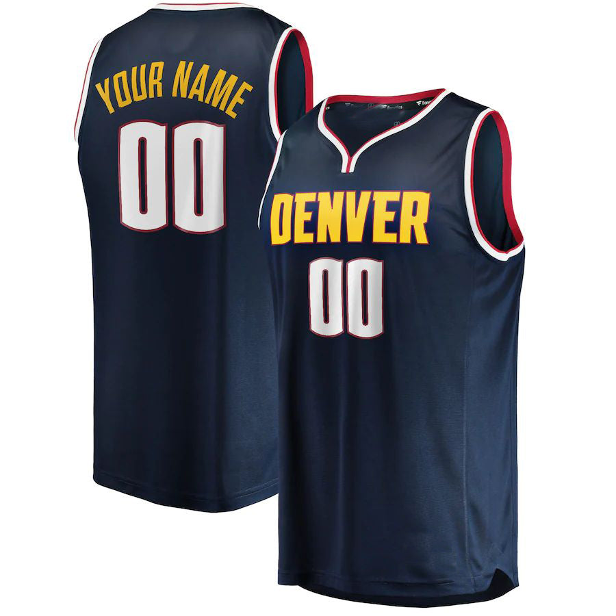 Custom D.Nuggets Fanatics Branded 2018-19 Fast Break Replica Jersey Navy Icon Edition American Stitched Basketball Jersey - Main View