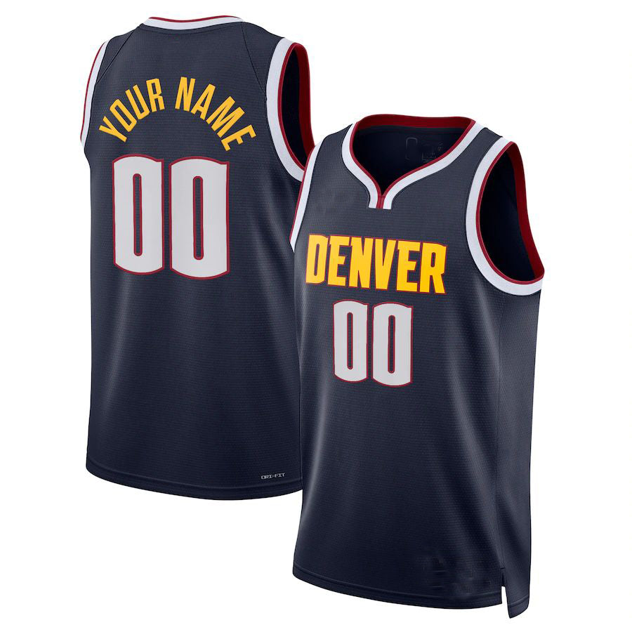Custom D.Nuggets 2021-22 Diamond Swingman  Navy Icon Edition American Stitched Basketball Jersey - Main View