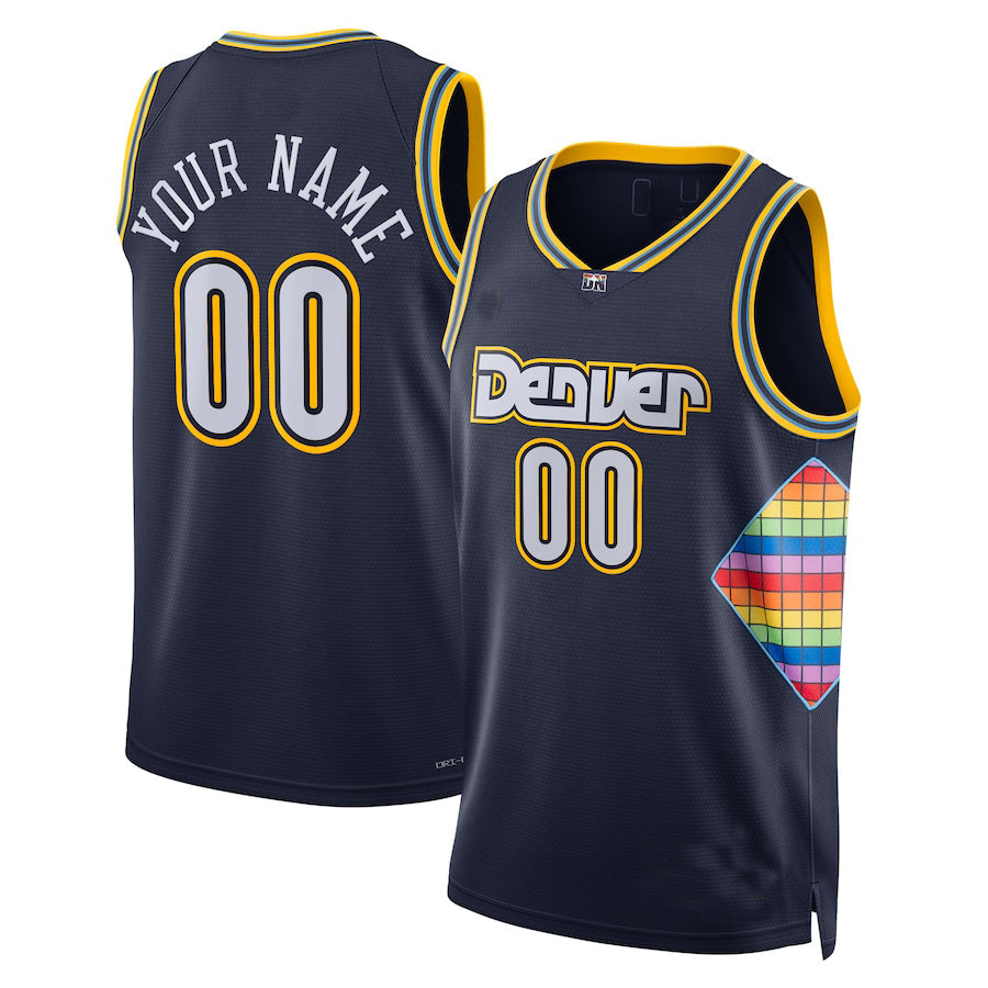 Custom D.Nuggets 2021-22 Swingman Jersey City Edition Navy American Stitched Basketball Jersey - Main View