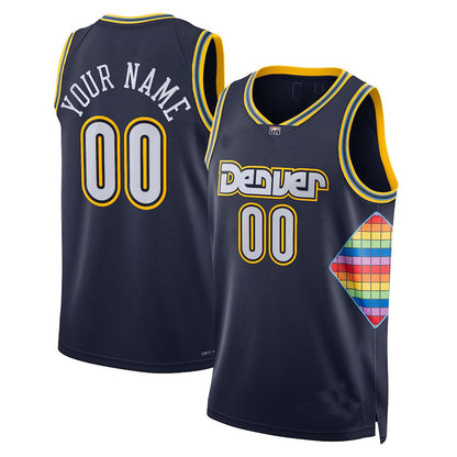 Custom D.Nuggets 2021-22 Swingman Jersey City Edition Navy American Stitched Basketball Jersey - Main View