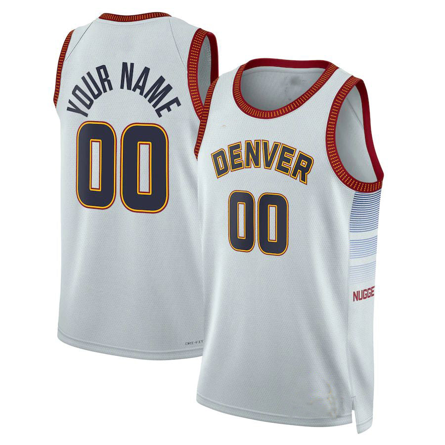 Custom D.Nuggets Unisex 2022-23 Swingman  Jersey City Edition Gray American Stitched Basketball Jersey - Main View