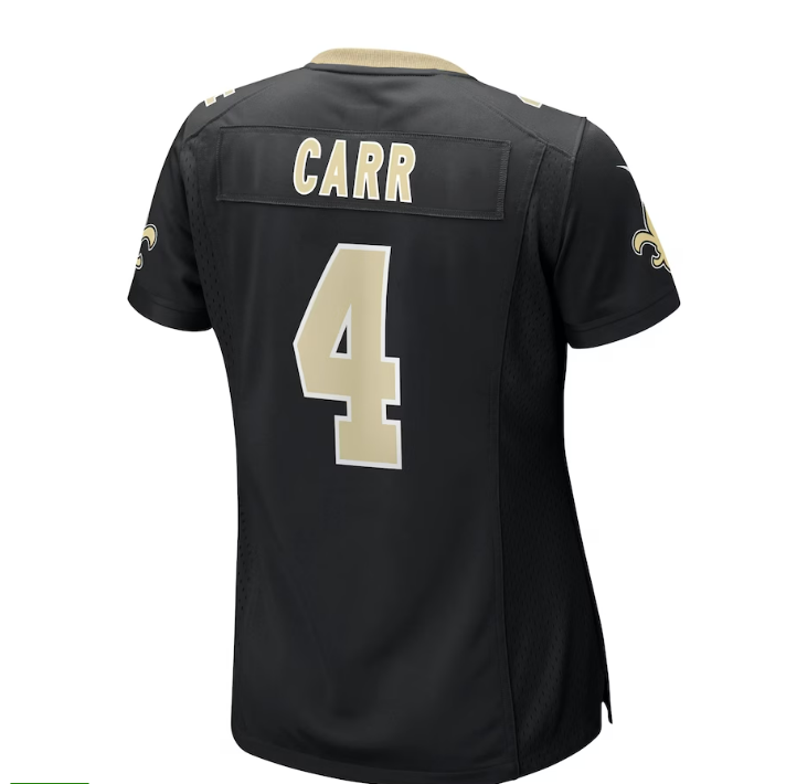 NO.Saints #4 Derek Carr Game Jersey - Black Stitched American Football Jerseys - Main View