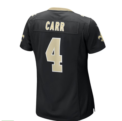 NO.Saints #4 Derek Carr Game Jersey - Black Stitched American Football Jerseys - Main View