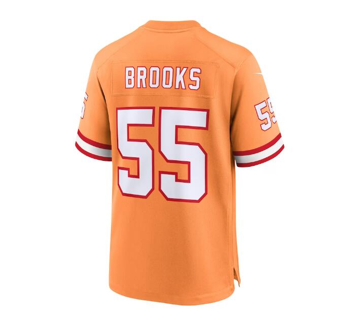 TB.Buccaneers #55 Derrick Brooks Throwback Game Jersey - Orange Stitched American Football Jerseys - Main View