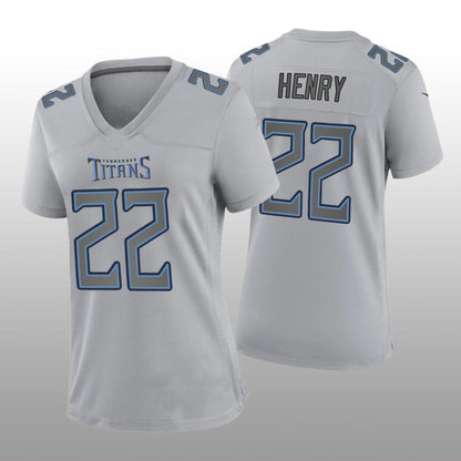 T.Titans #22 Derrick Henry Gray Atmosphere Game Women's Jersey Stitched American Football Jerseys - Main View