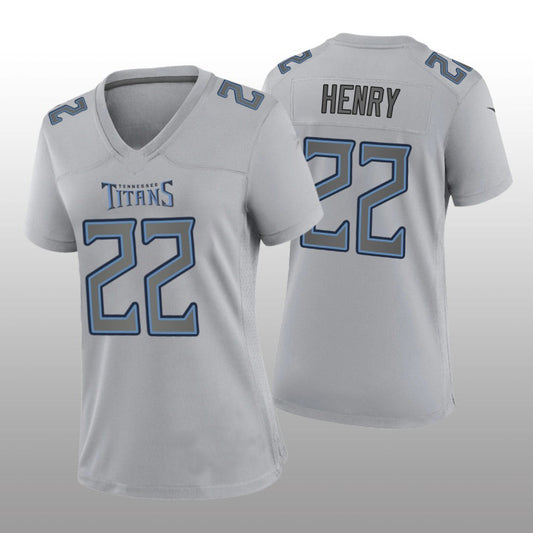 T.Titans #22 Derrick Henry Gray Atmosphere Game Women's Jersey Stitched American Football Jerseys - Main View