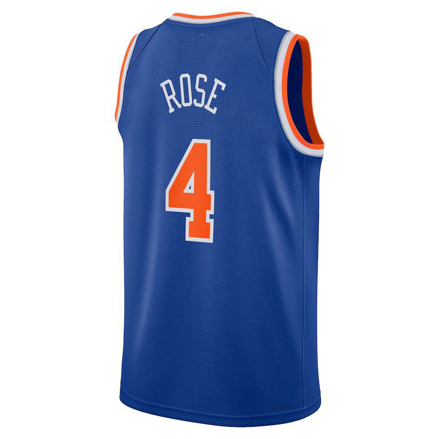 NY.Knicks #4 Derrick Rose 2021-22 Swingman Jersey Blue Icon Edition Stitched American Basketball Jersey - Main View