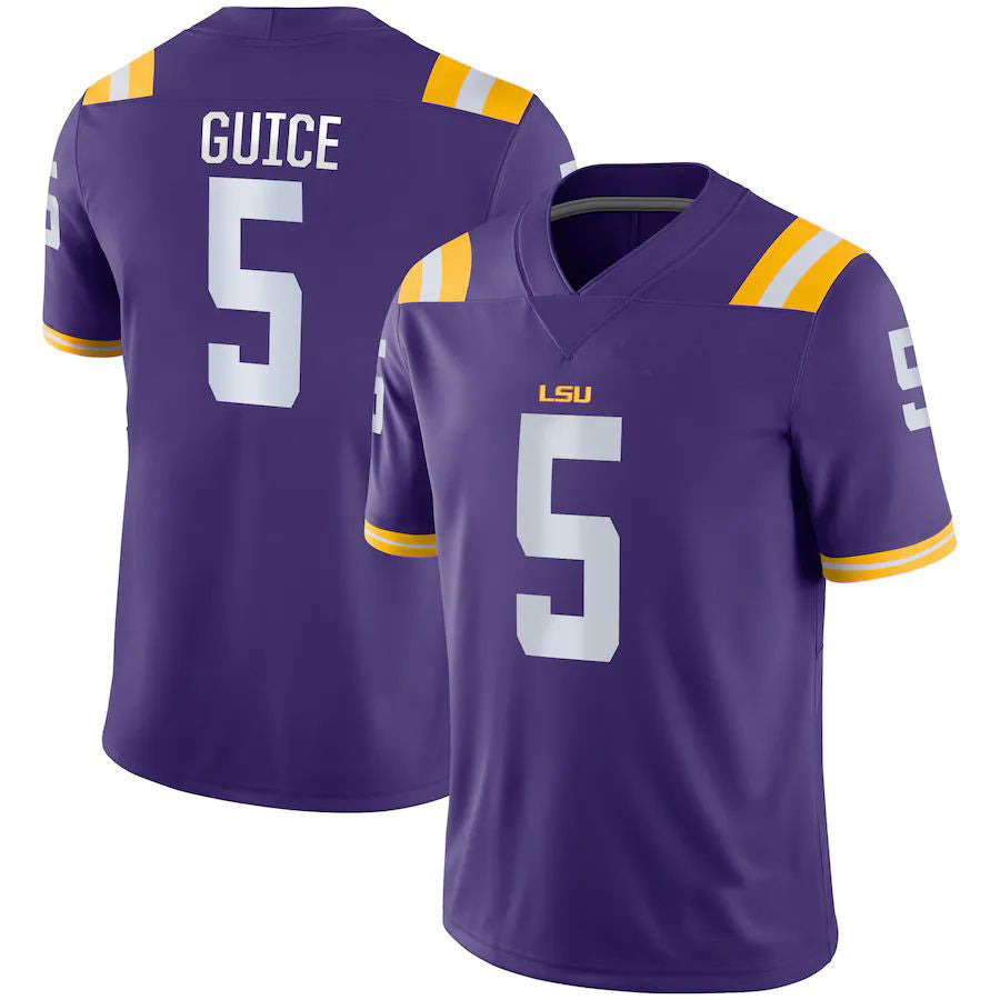 L.Tigers #5 Derrius Guice Game Jersey Purple Football Jersey Stitched American College Jerseys - Main View