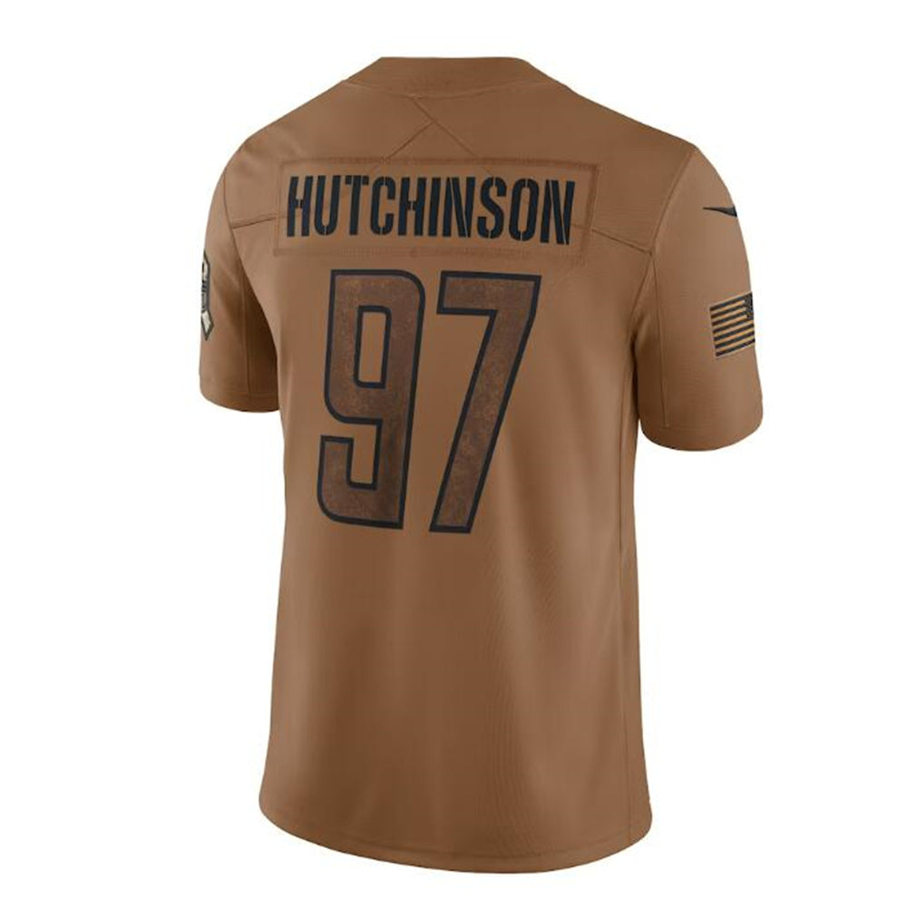 D.Lions #97 Aidan Hutchinson Brown 2023 Salute To Service Limited Jersey Stitched American Football Jerseys - Main View