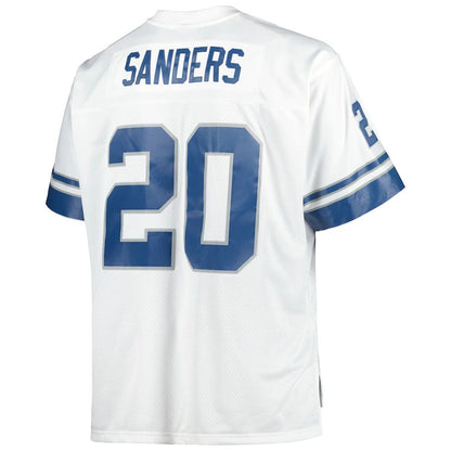 D.Lions #20 Barry Sanders Mitchell & Ness White Big & Tall 1996 Retired Player Replica Jersey Stitched American Football Jerseys - Main View
