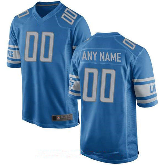 Custom D.Lions Blue Team Color Game Jersey Stitched American Football Jerseys - Main View