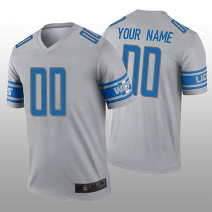 Custom D.Lions Gray Inverted Legend Jersey Stitched American Football Jerseys - Main View