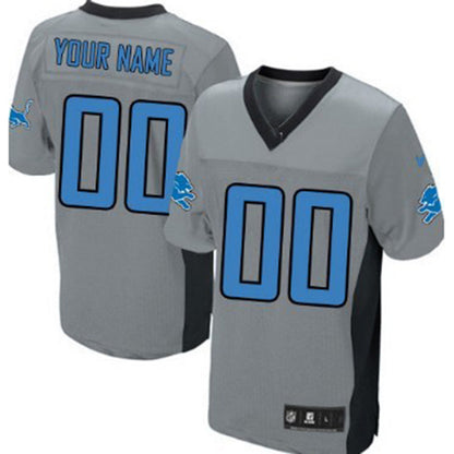 Custom D.Lions Gray Shadow Elite Jersey Stitched American Football Jerseys - Main View