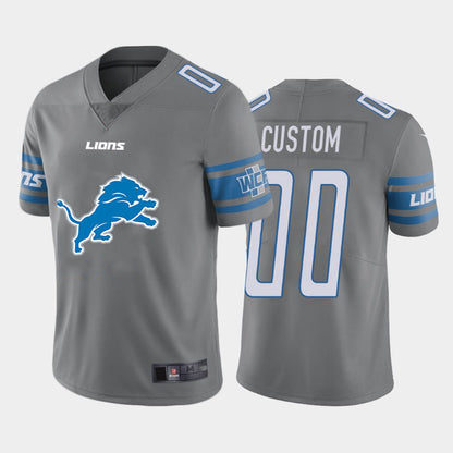 Custom D.Lions Gray Team Big Logo Vapor Untouchable Limited Jersey Stitched American Football Jerseys - Main View