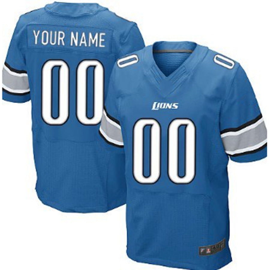Custom D.Lions Light Blue Elite Jersey Stitched American Football Jerseys - Main View
