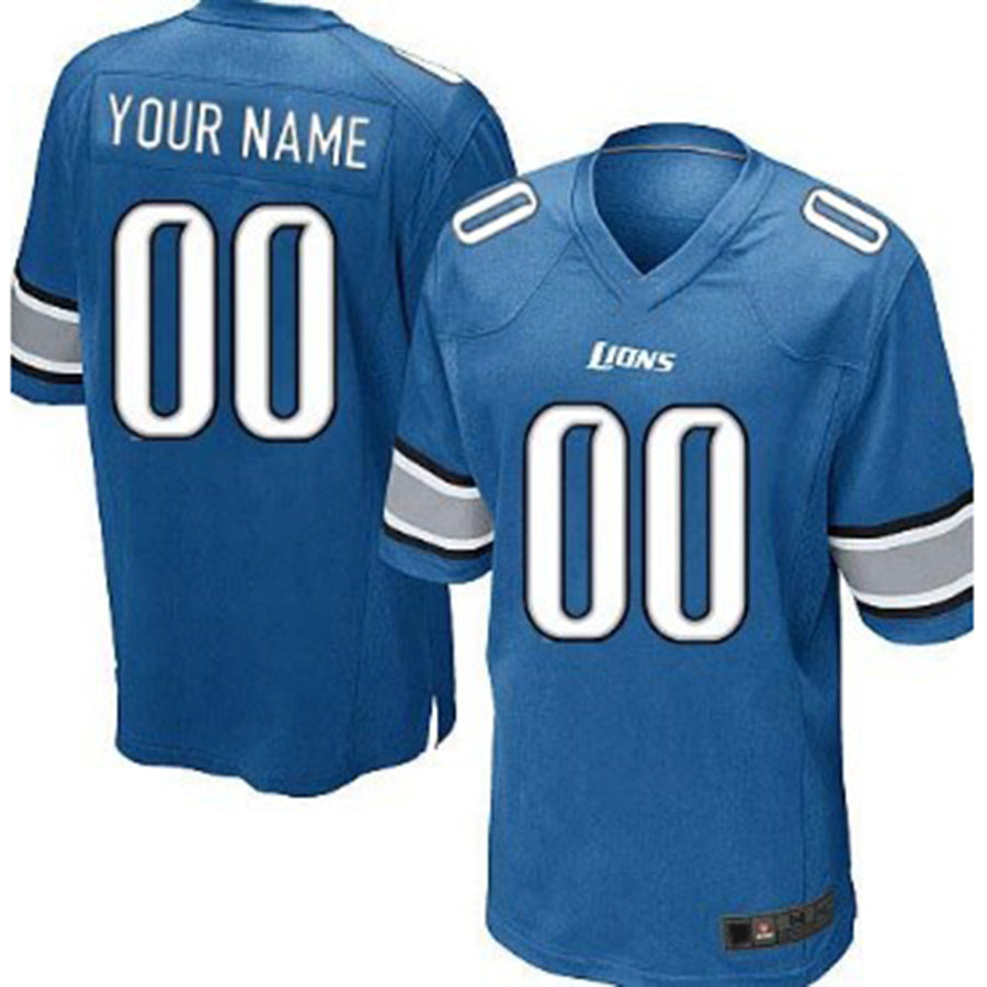 Custom D.Lions Light Blue Game Jersey Stitched American Football Jerseys - Main View