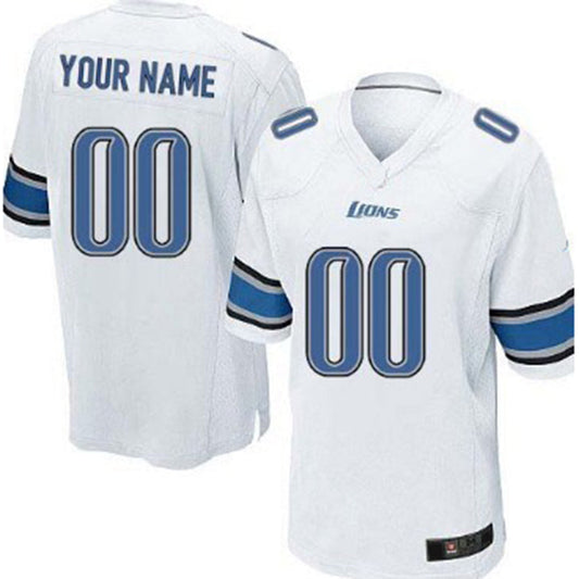 Custom D.Lions White Game Jersey Stitched American Football Jerseys - Main View