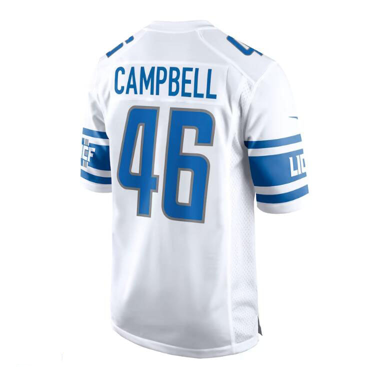 D.Lions #46 Jack Campbell  White Away Game Jersey Stitched American Football Jerseys - Main View