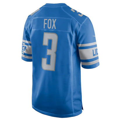 D.Lions #3 Jack Fox Blue Game Jersey Stitched American Football Jerseys - Main View