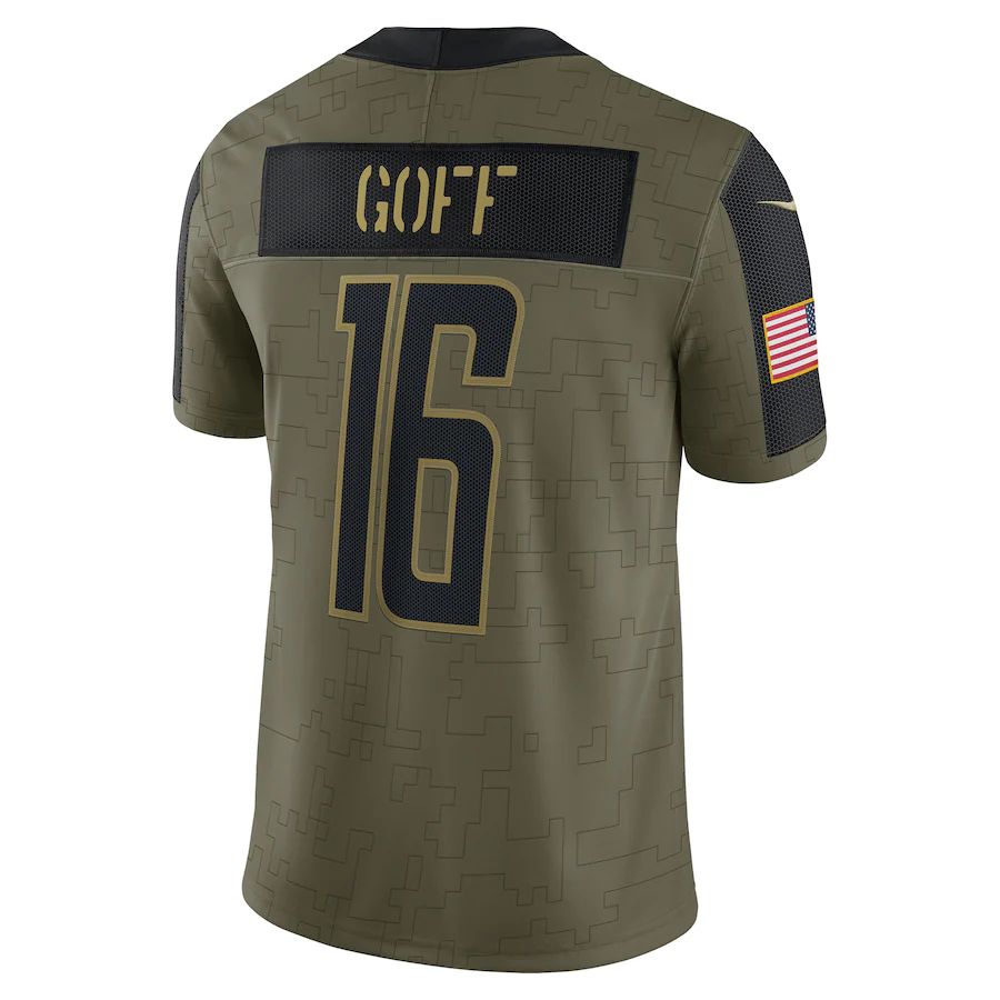D.Lions #16 Jared Goff Olive 2021 Salute To Service Limited Player Jersey Stitched American Football Jerseys - Main View