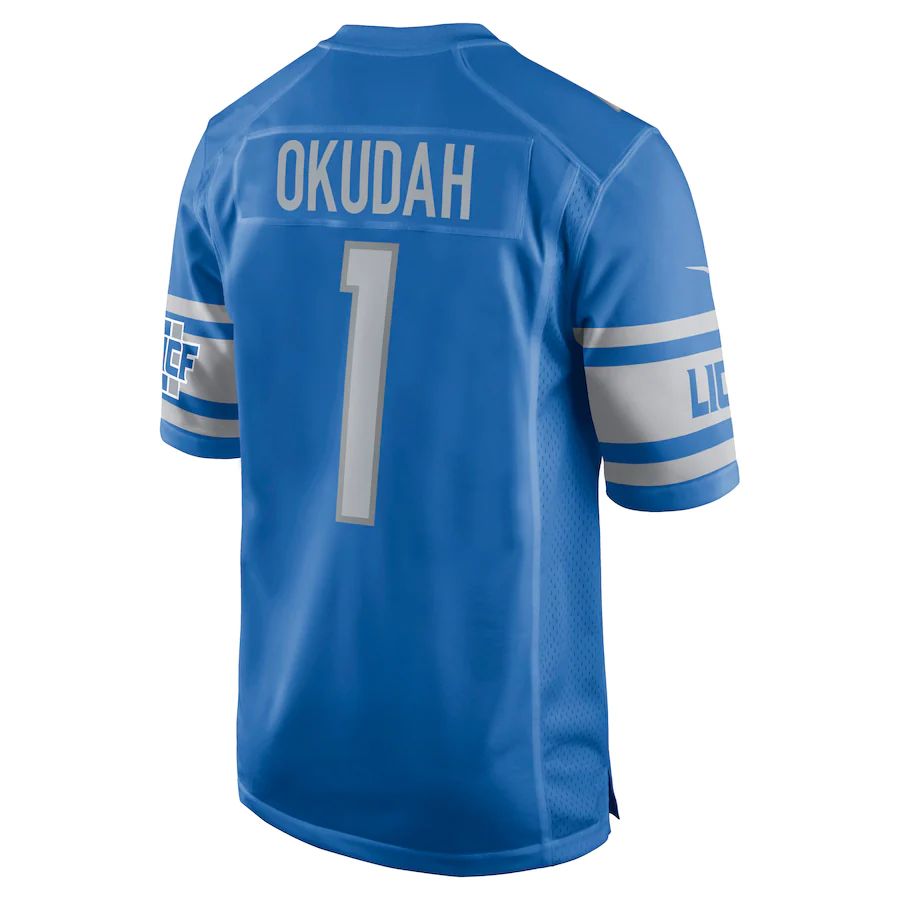 D.Lions #1 Jeff Okudah Blue Game Jersey Stitched American Football Jerseys - Main View