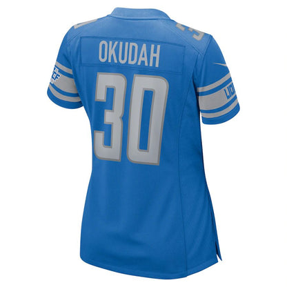 D.Lions #30 Jeff Okudah Blue Team Player Game Jersey Stitched American Football Jerseys - Main View