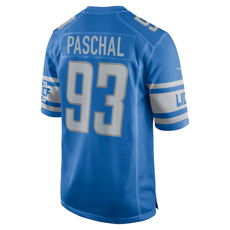 D.Lions #93 Josh Paschal Blue Player Game Jersey Stitched American Football Jerseys - Main View