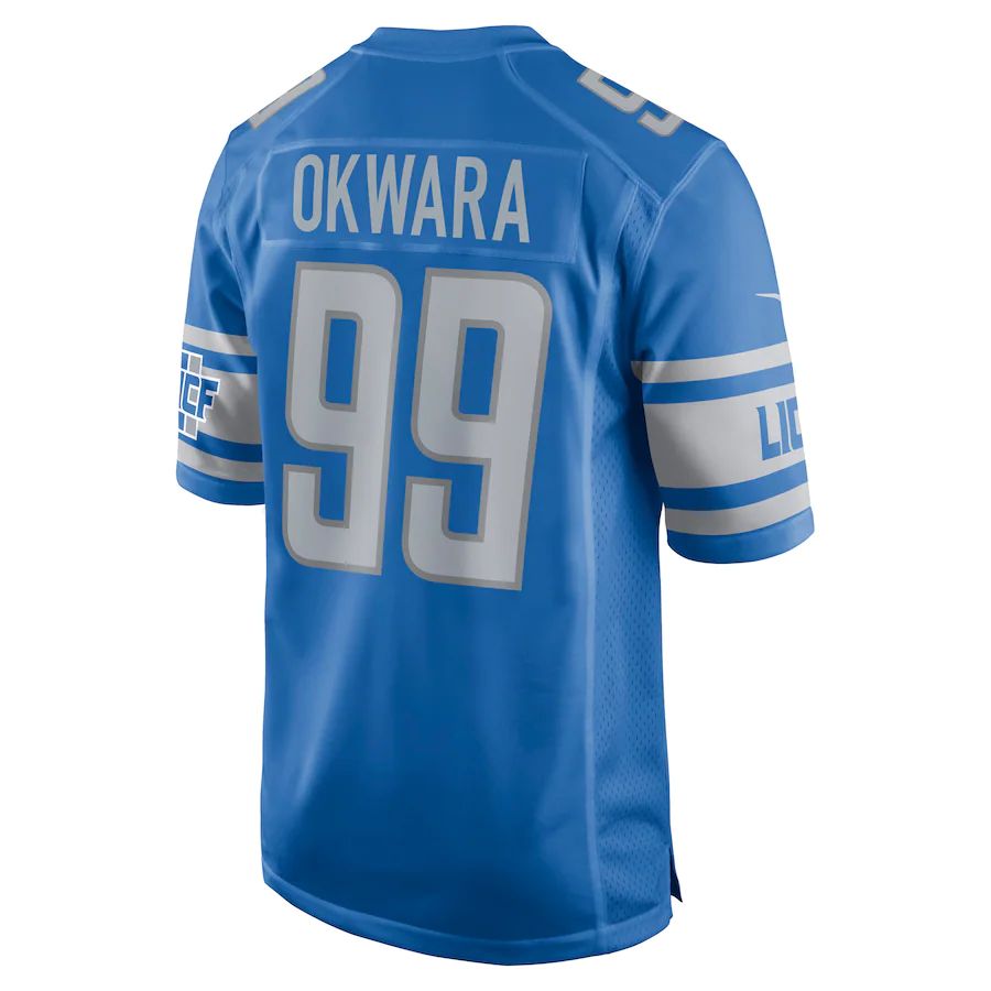 D.Lions #99 Julian Okwara Blue Game Player Jersey Stitched American Football Jerseys - Main View