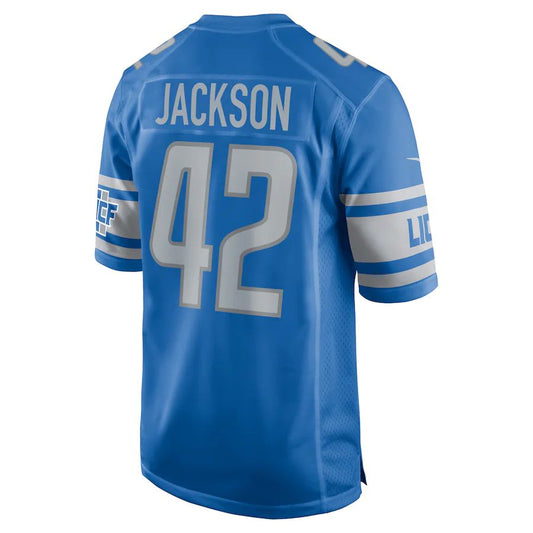 D.Lions #42 Justin Jackson Blue Player Game Jersey Stitched American Football Jerseys - Main View