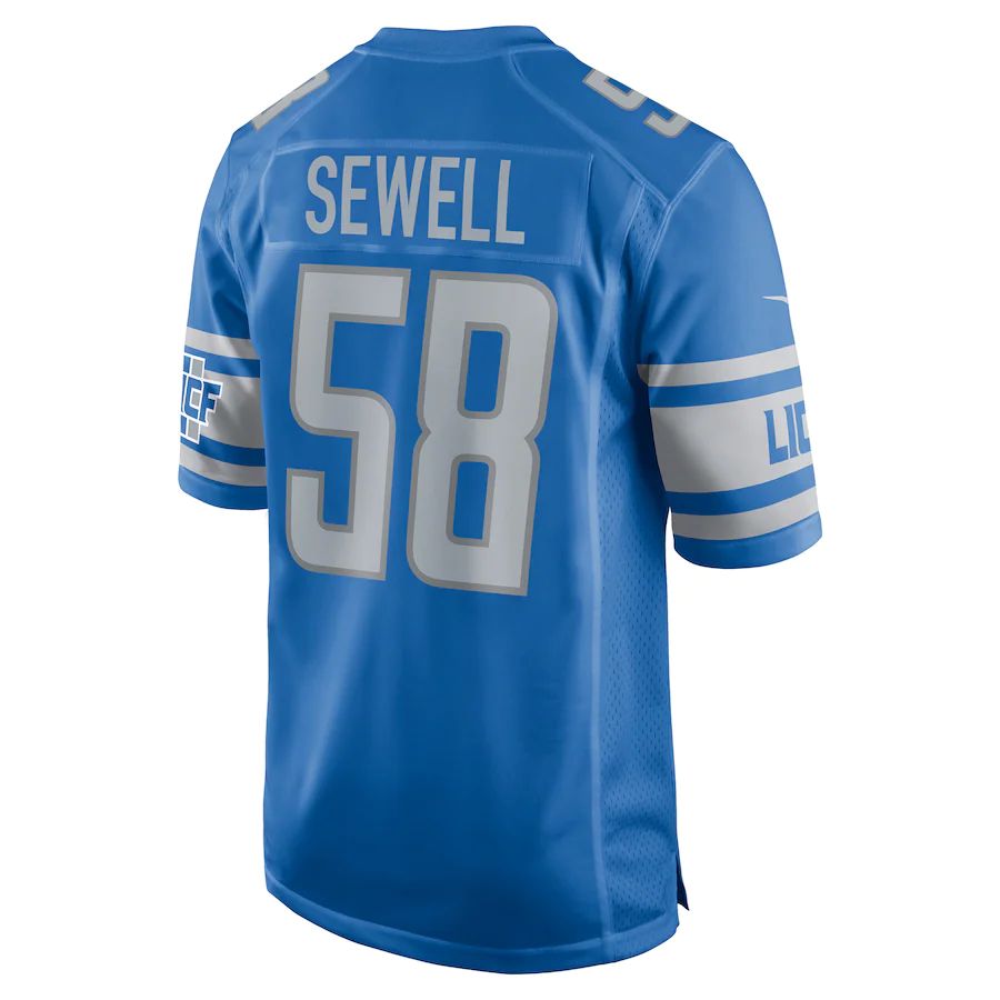 D.Lions #58 Penei Sewell Blue Game Jersey Stitched American Football Jerseys - Main View