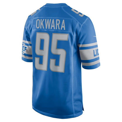 D.Lions #95 Romeo Okwara Blue Game Jersey Stitched American Football Jerseys - Main View